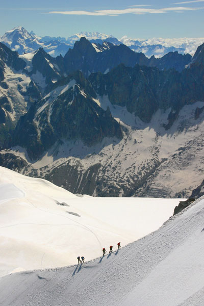 Chamonix climbers on ridge